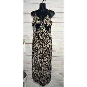 New Zebra Print Cut Out Maxi Dress Women's XL